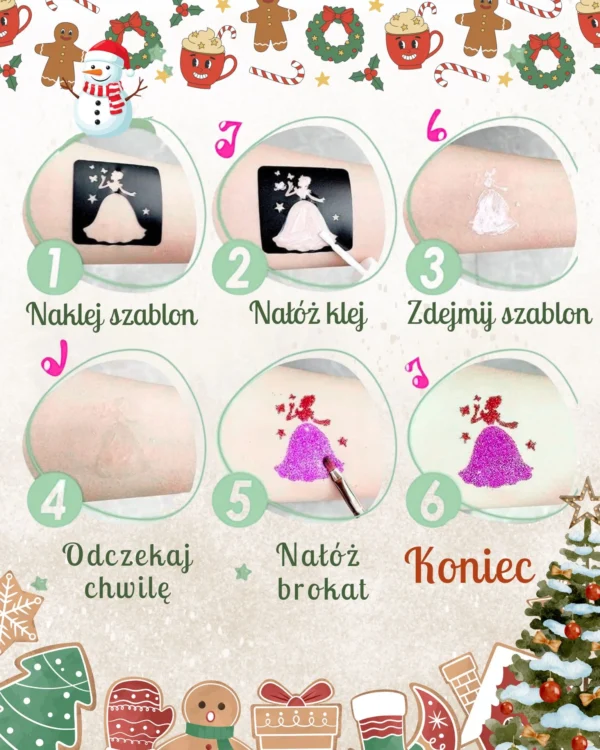 Brokatki – Zestaw Brokatowych Zmywalnych Tatuaży