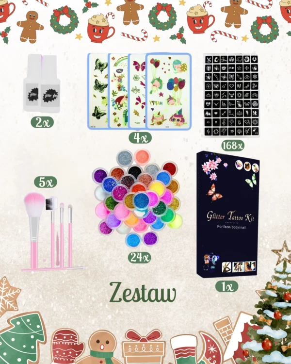 Brokatki – Zestaw Brokatowych Zmywalnych Tatuaży