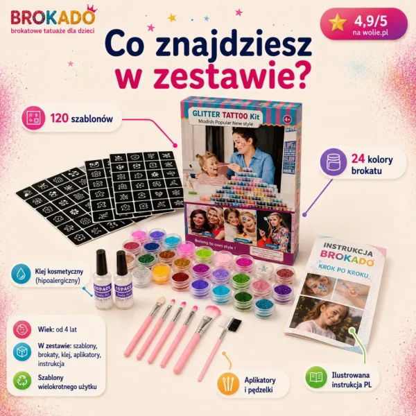 BROKADO – Zestaw Brokatowych Zmywalnych Tatuaży