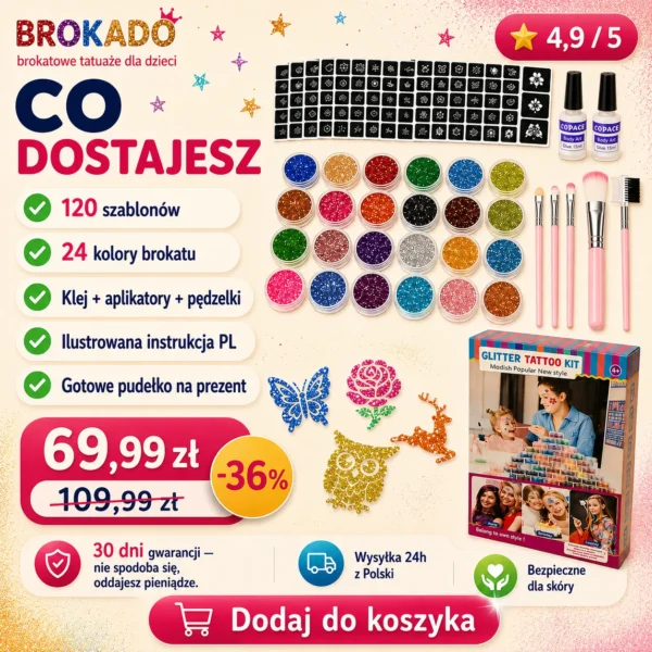 BROKADO – Zestaw Brokatowych Zmywalnych Tatuaży